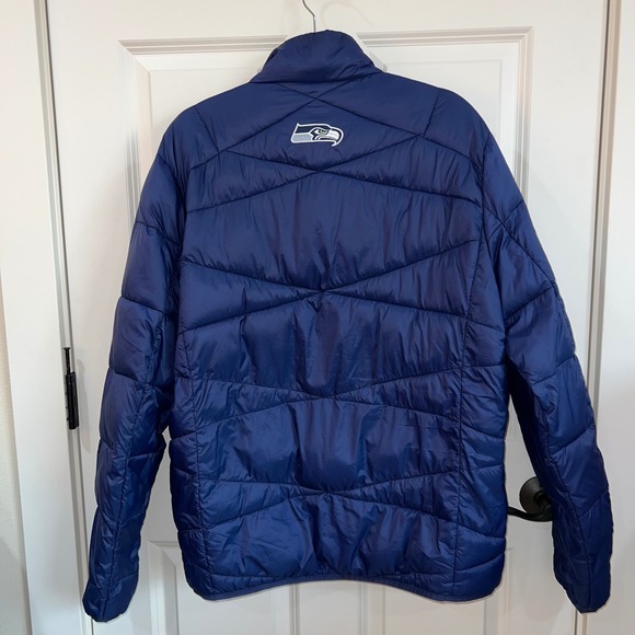 NFL Glll Seattle Seahawks Zip Up Nylon Puffer Jacket Blue Size Large - Picture 2 of 7